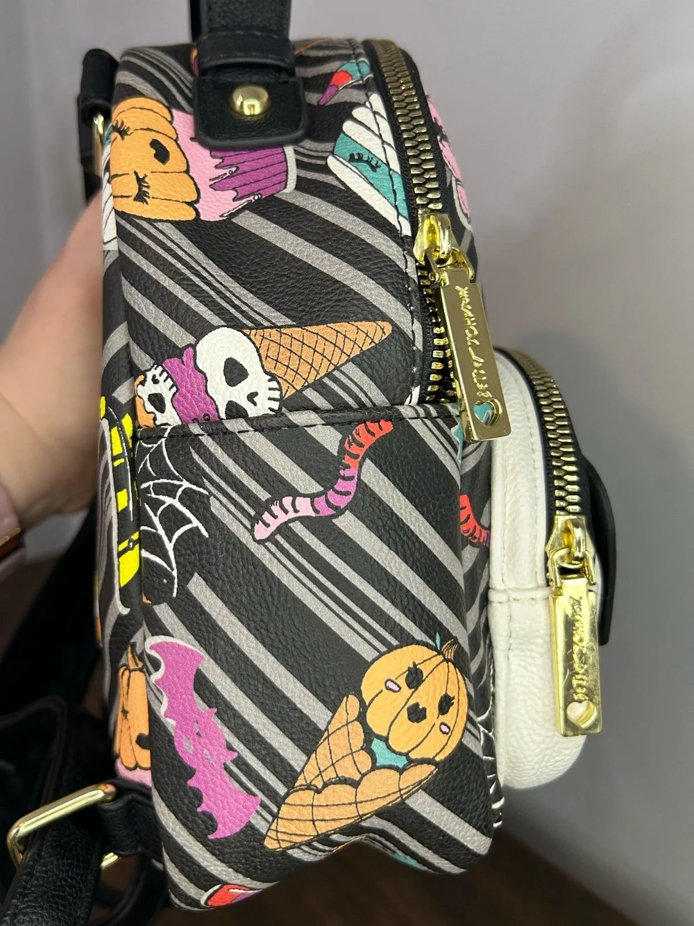 Betsey Johnson Vampire Pug Dog Halloween Mini Backpack Kitsch Treats Purse